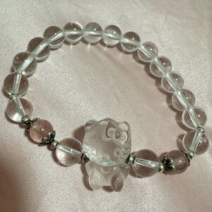 Clear quartz beaded crystal bracelet hello kitty rose quartz stretch